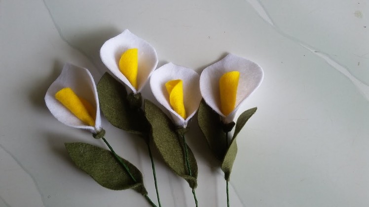 DIY how to make a Calla lily Felt Flower - cara membuat bunga calla lily dari flanel