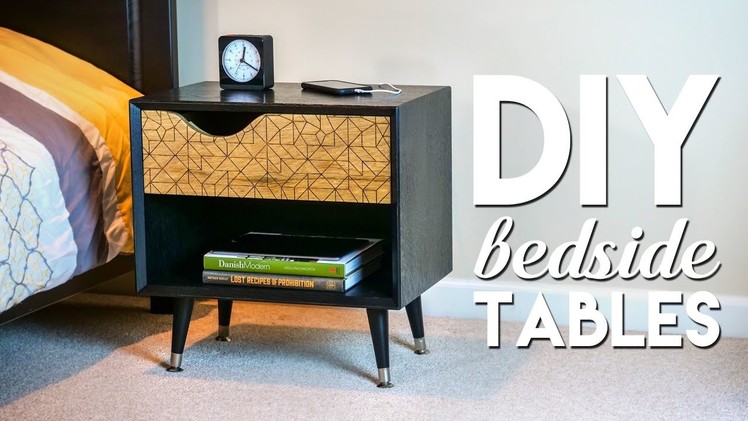 DIY Mid-Century Modern Bedside Table. Nightstand with Ebonized Oak | How To Build - Woodworking