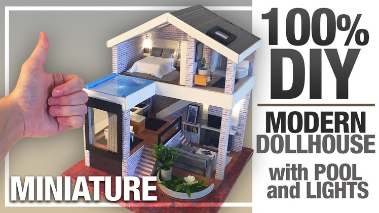 DIY MINIATURE SEATTLE DOLLHOUSE | MY MODERN VERSION with Pool And Led-Lights 100%DIY