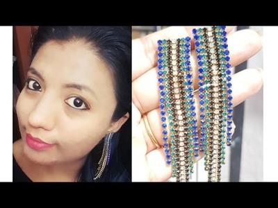 DIY| tassel earrings| Rhinestone Earrings at home| Tassel earrings long