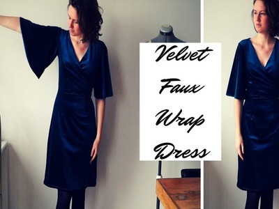 DIY - Velvet Faux Wrap Dress with Flared Sleeves | Amphioen