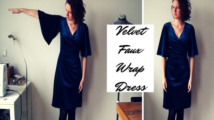 DIY - Velvet Faux Wrap Dress with Flared Sleeves | Amphioen