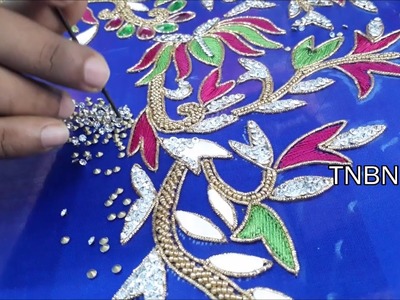 Hand embroidery designs for beginners | simple maggam work blouse designs, basic embroidery stitches