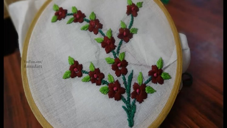 Hand Embroidery Flower Design  by Amma Arts