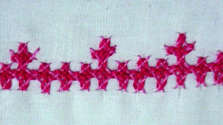Hand Embroidery : Gujrati Stitch. Kutch Work. Sindhi Work Stitch for Border (Part 2)