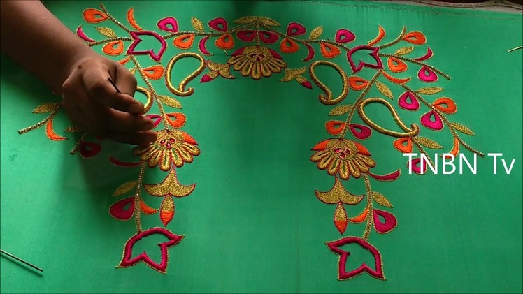 Hand embroidery stitches for blouse | simple maggam work blouse designs | hand embroidery designs
