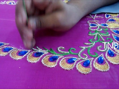 Hand embroidery stitches tutorial for beginners | aari work blouse designs | hand embroidery designs