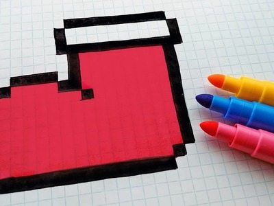 Handmade Pixel Art - How To Draw a Christmas Sock #pixelart