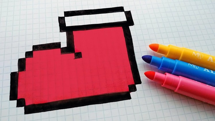 Handmade Pixel Art - How To Draw a Christmas Sock #pixelart