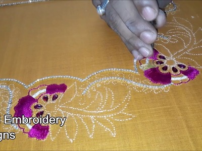Heavy designer blouse online | hand embroidery stitches for flowers | Basic embroidery stitches