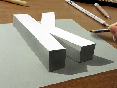 How to Draw 3D Anamorphic "K" Letter  | Jasmina Susak Drawing 3D