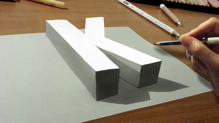 How to Draw 3D Anamorphic "K" Letter  | Jasmina Susak Drawing 3D