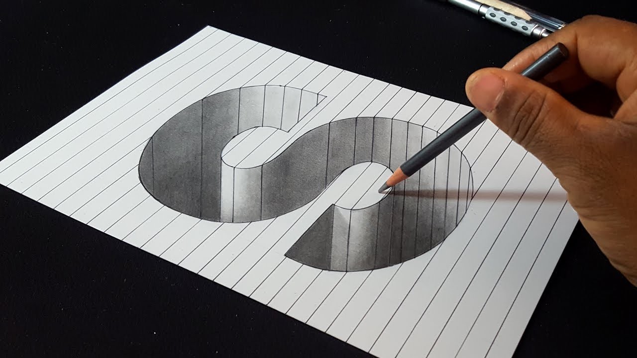 How To Draw 3d Letter S Hole Shape Easy 3d Drawings