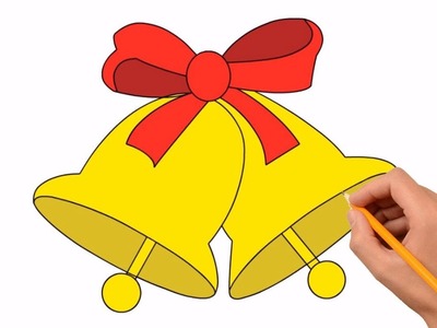 How to Draw a Christmas Bell With Bow Step by Step Easy