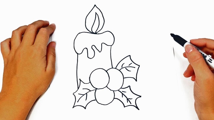 How to draw a Christmas Candle Step by Step | Easy drawings