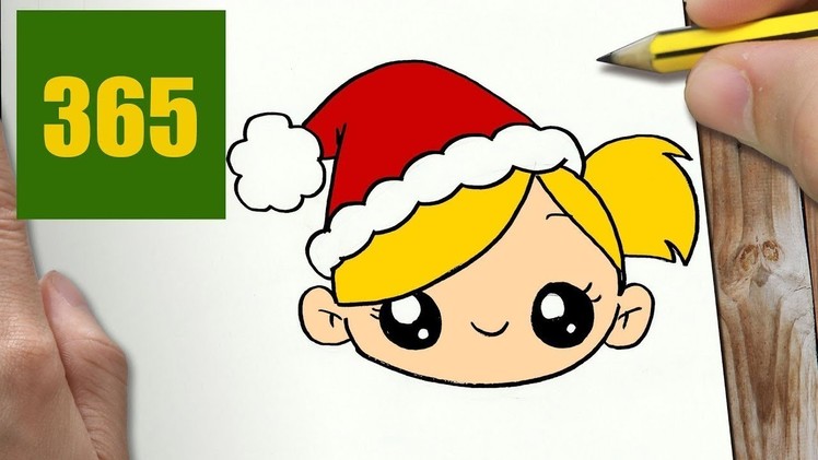 HOW TO DRAW A CHRISTMAS GIRL CUTE, Easy step by step drawing lessons for kids