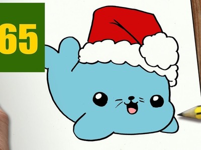 HOW TO DRAW A CHRISTMAS SEAL CUTE, Easy step by step drawing lessons for kids