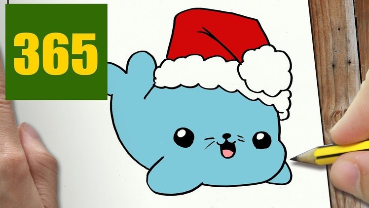 HOW TO DRAW A CHRISTMAS SEAL CUTE, Easy step by step drawing lessons for kids