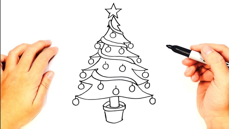 How to draw a Christmas Tree | Christmas Tree Easy Draw Tutorial
