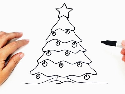 How to draw a Christmas Tree Step by Step | Easy drawings