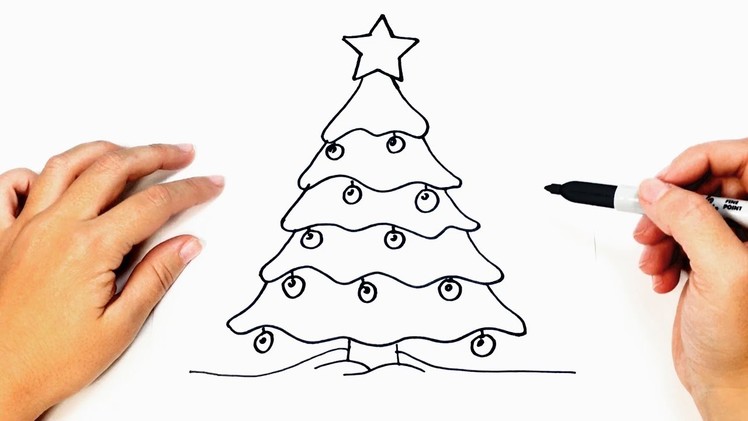 How to draw a Christmas Tree Step by Step | Easy drawings