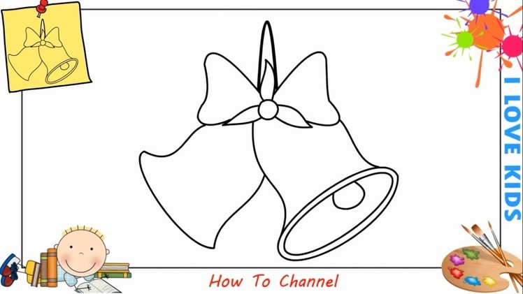 How to draw christmas bells EASY step by step for kids, beginners, children