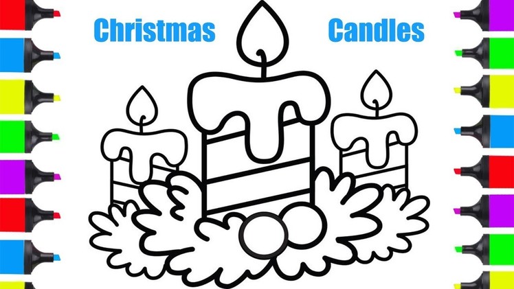 How To Draw Christmas Candles Easy | Coloring For Kids | Christmas Stuff Art