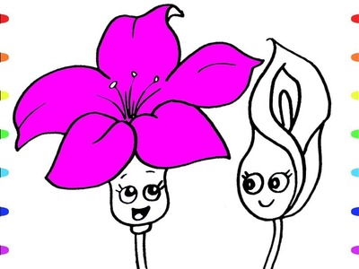How to Draw Flowers Easy! Rose, Lily & Calla: Coloring Pages & Art for Kids