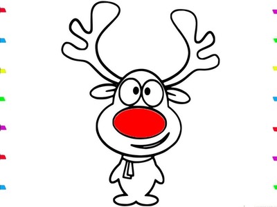 How To Draw Rudolf Easy | Coloring Pages For Kids | Learn How To Draw Christmas Stuff