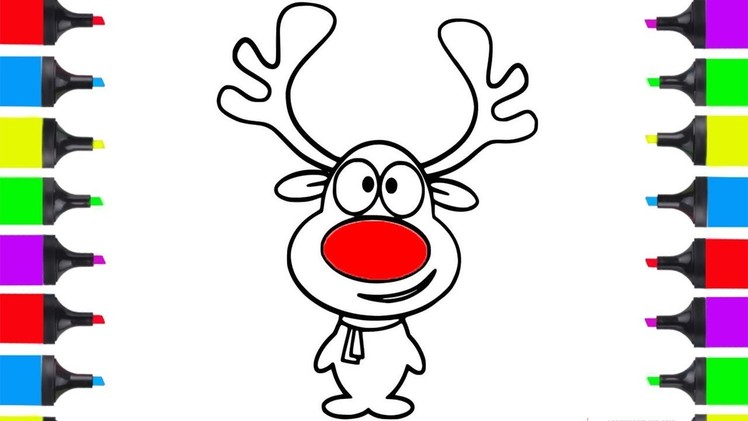 How To Draw Rudolf Easy | Coloring Pages For Kids | Learn How To Draw Christmas Stuff