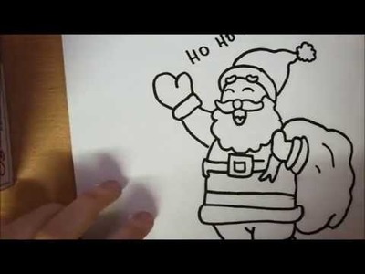How to draw Santa Claus with gift bag - easy way step by step