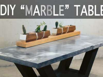 How to Make a "Marble" Table from Concrete || w. Shou Sugi Ban Base