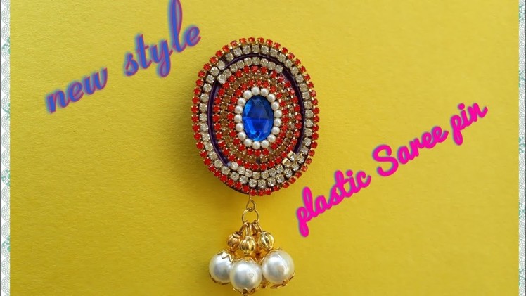 Howto make disaner beautiful  plastic Saree pin at home.DIY.naveenapujari