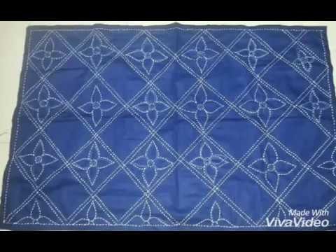 Nakshi kantha.Hand embroidery quilt design.বাংলাদেশি নকশীকাঁথা  ডিজাইন