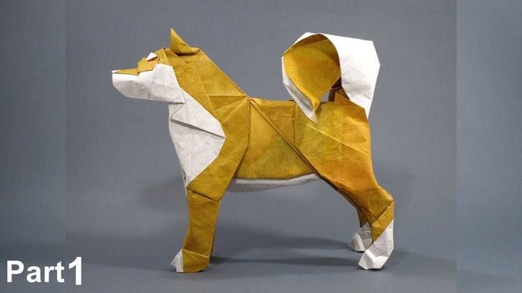 Origami Dog Akita Inu tutorial (Satoshi Kamiya) part 1 折り紙 イヌ Hachi  Hund perro Year of the Dog 2018