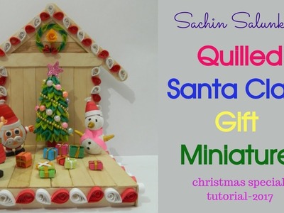 Quilled Santa claus gift miniature. 3d  quilling showpiece