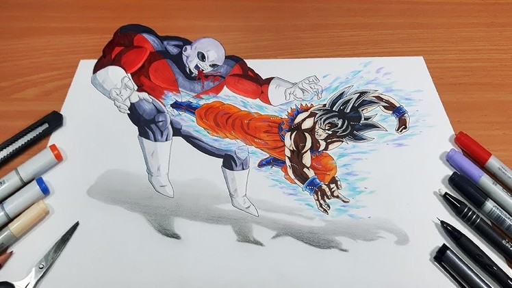 SPECIAL 500K! - Drawing Goku Vs Jiren! | Semi 3D Illusion