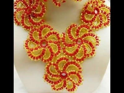 The tutorial on how to make this beautiful red and gold  beaded necklace