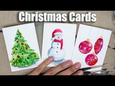 Watercolor Christmas Cards Tutorial, Speed Painting