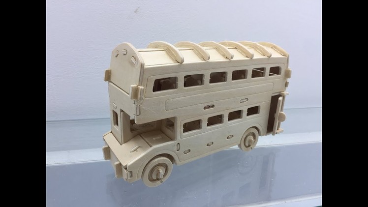 3D Woodcraft Construction Kit DIY, How to Assembly the 3D Wooden Puzzle Doubled Decker Bus