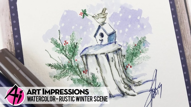 Ai Watercolor - Rustic Winter Scene