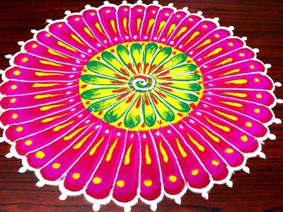 Best and beautiful rangoli designs - simple and easy kolam designs - big colourful rangoli