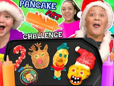CHRISTMAS PANCAKE ART Challenge! FUNnel Vision Teams make 6 Pancakes in under 2 Minutes! Who Wins?
