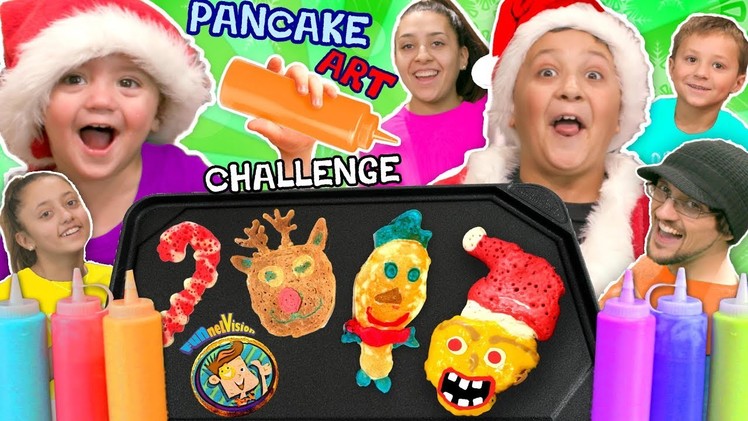 CHRISTMAS PANCAKE ART Challenge! FUNnel Vision Teams make 6 Pancakes in under 2 Minutes! Who Wins?