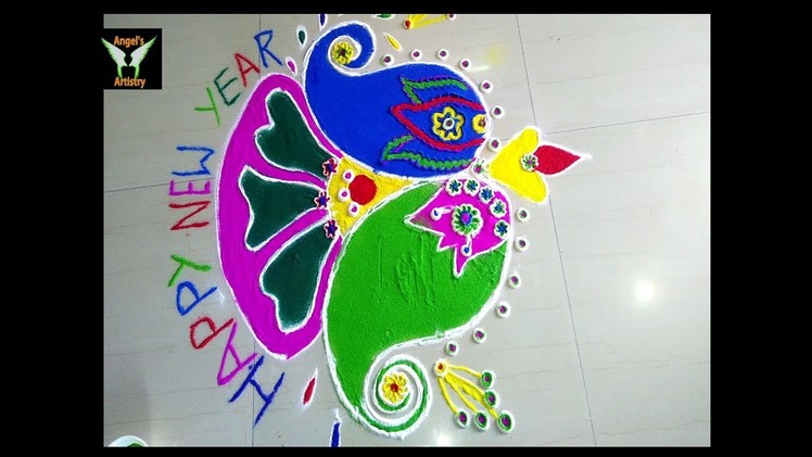 DIY Beautiful Rangoli Designs||new year rangoli(muggulu).