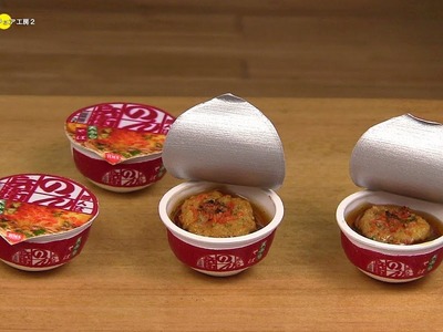 DIY Donbei style Miniature Instant Soba Noodles　どん兵衛風ミニチュア天ぷらそば作り Fake food