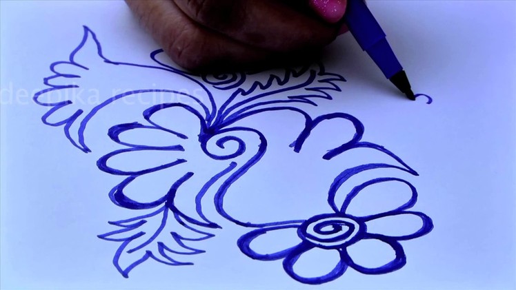 Freehand Colorful Flower Rangoli Designs With Sketch Pens | Simple Kolam Designs WithOut Dots Muggu