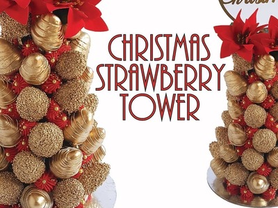 Gold Christmas Strawberry Tower- Rosie's Dessert Spot