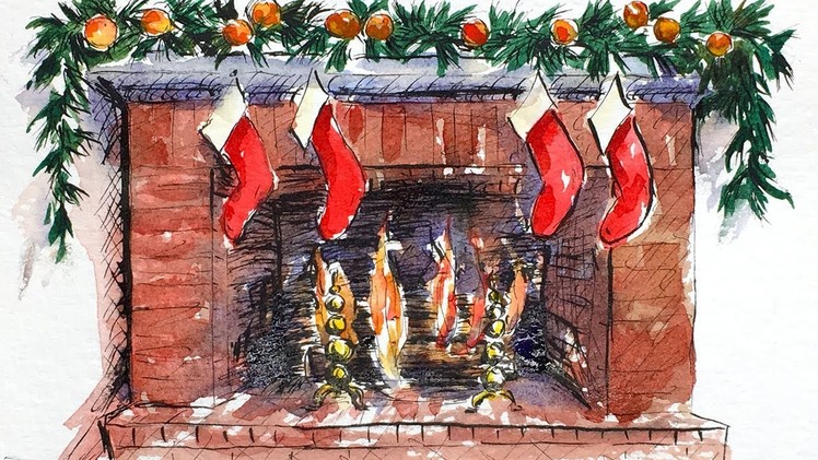 Hearth Christmas Card Painting Tutorial with Printable