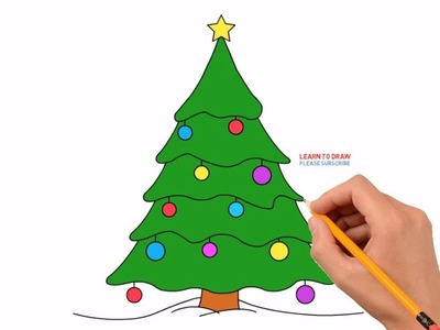 How to Draw a Christmas Tree Step by Step Easy For Kids